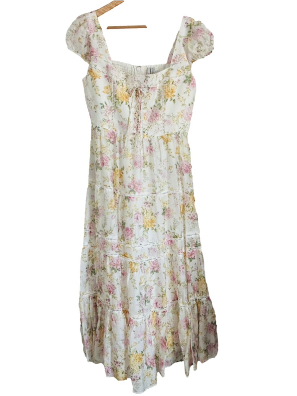 Ever New Romana CottageCore Tiered Floral Puff Sleeve Maxi Dress Size 12 Boho - Picture 2 of 16